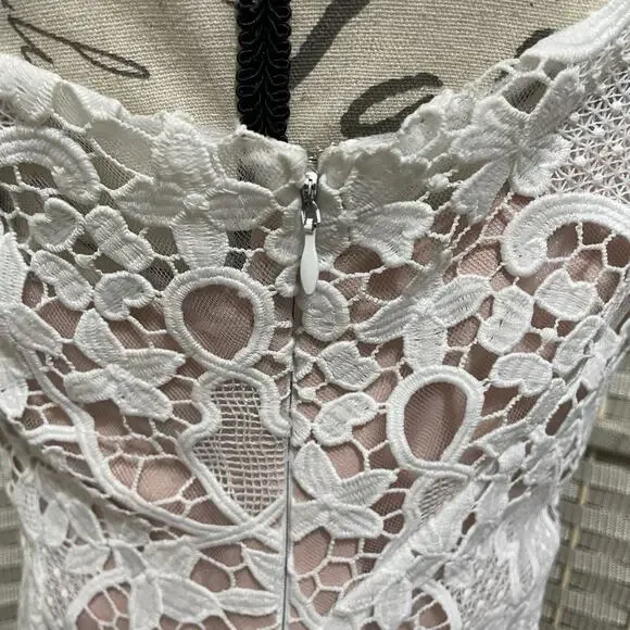 Calvin Klein IVY One Shoulder Sheath Dress Size 6 White Floral Lace Lined NEW - Picture 7 of 12